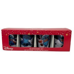Disney Shot Glass Set of 4 Lilo & Stitch Christmas Holiday Gifts 1.5 oz 44 ml